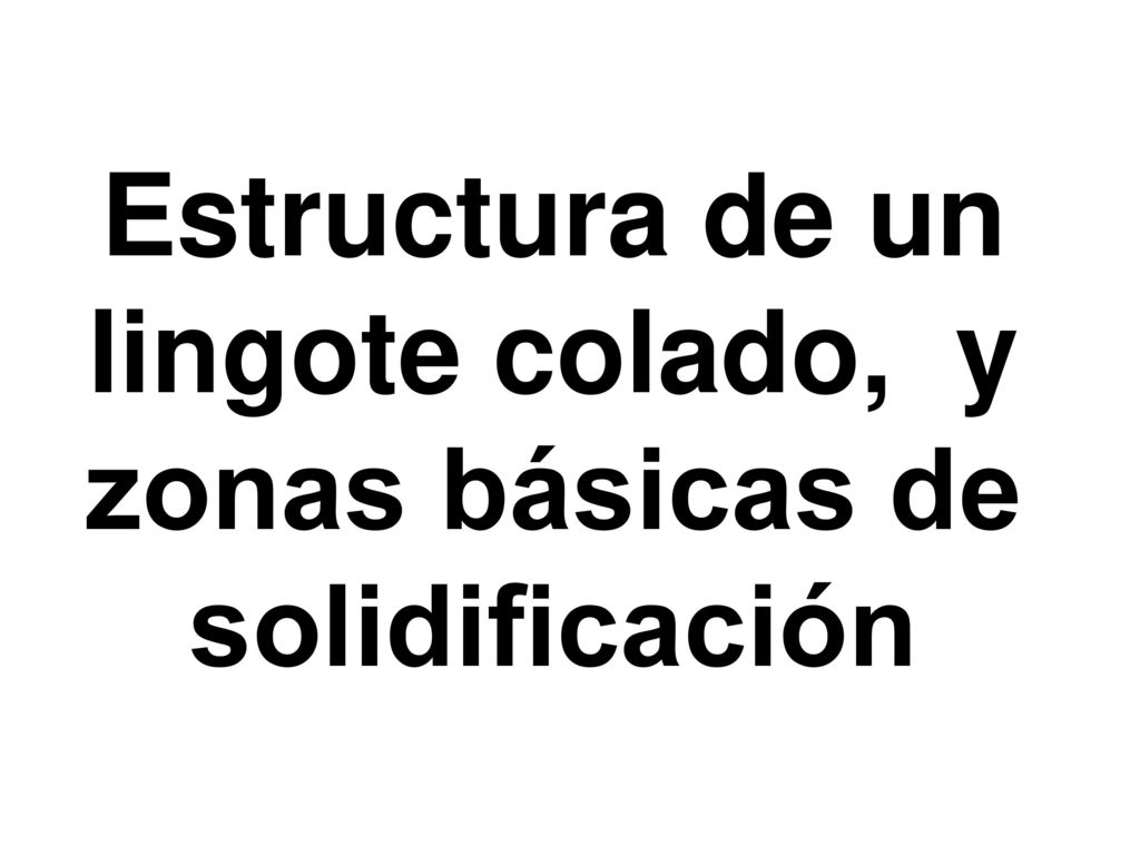 Estructura de un lingote colado, y zonas básicas de solidificación