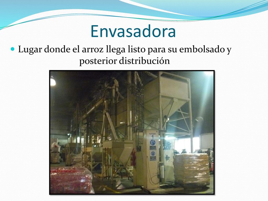 Envasadora Lugar donde el arroz llega listo para su embolsado y posterior distribución