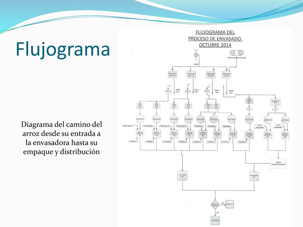 Flujograma Diagrama del camino del arroz desde su entrada a la envasadora hasta su empaque y distribución.