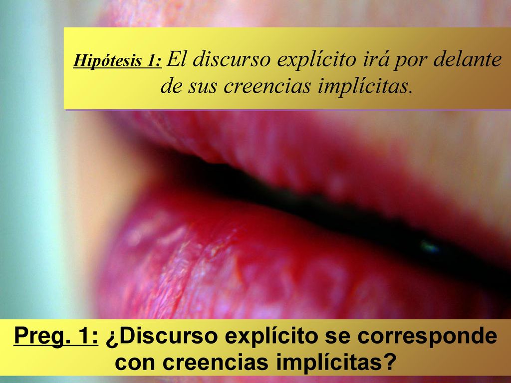Preg. 1: ¿Discurso explícito se corresponde con creencias implícitas