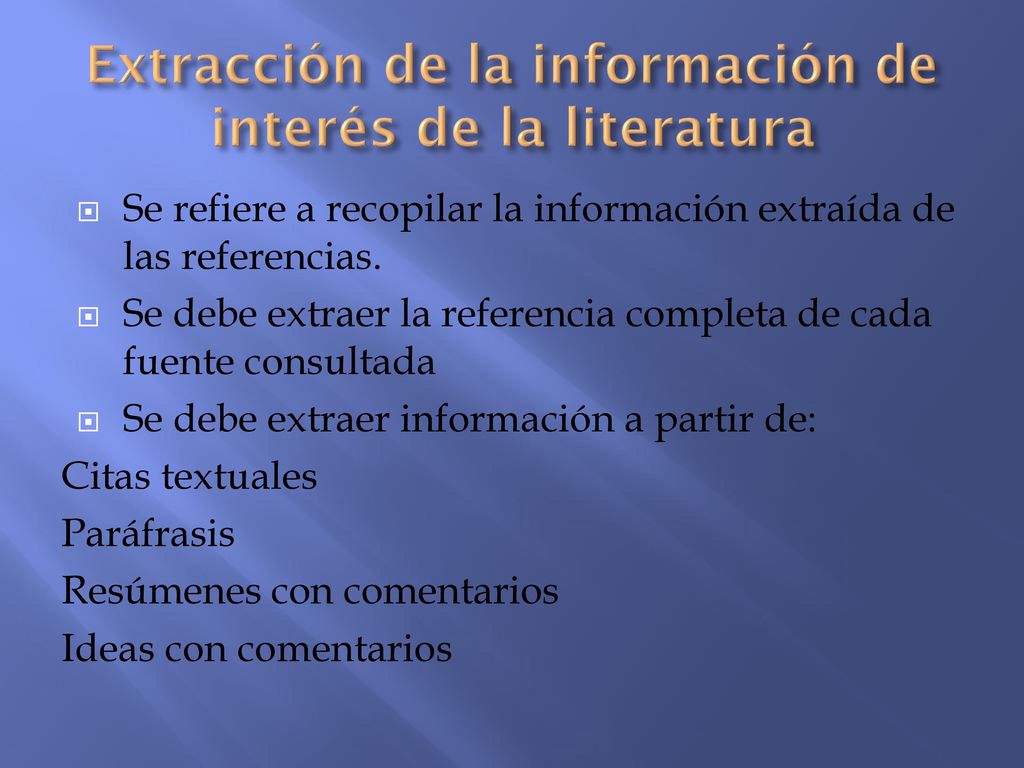 Extracción de la información de interés de la literatura