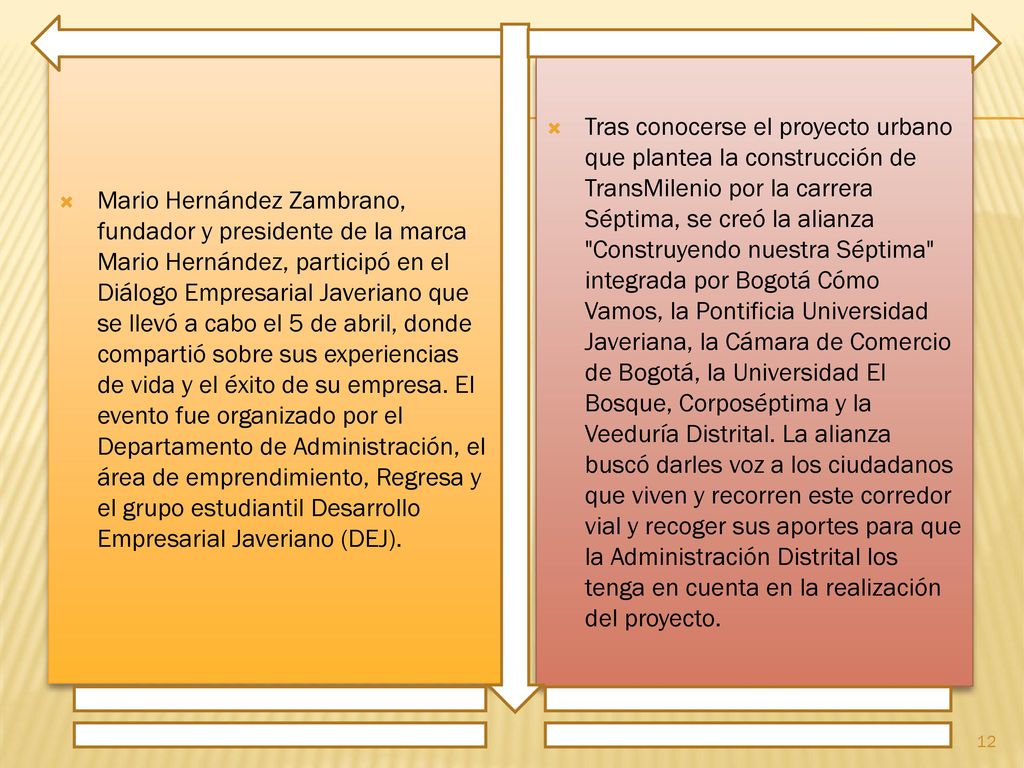 Mario Hernández Zambrano, fundador y presidente de la marca Mario Hernández, participó en el Diálogo Empresarial Javeriano que se llevó a cabo el 5 de abril, donde compartió sobre sus experiencias de vida y el éxito de su empresa. El evento fue organizado por el Departamento de Administración, el área de emprendimiento, Regresa y el grupo estudiantil Desarrollo Empresarial Javeriano (DEJ).