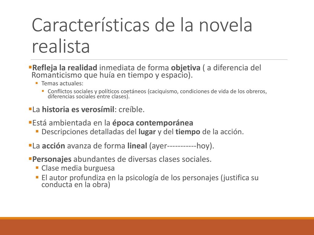 Características de la novela realista