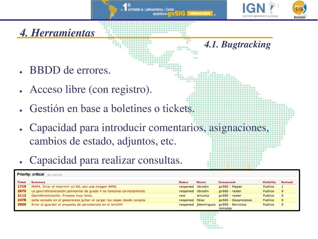 Acceso libre (con registro). Gestión en base a boletines o tickets.