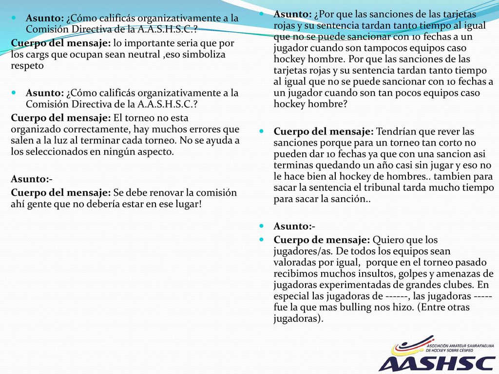 Asunto: ¿Por que las sanciones de las tarjetas rojas y su sentencia tardan tanto tiempo al igual que no se puede sancionar con 10 fechas a un jugador cuando son tampocos equipos caso hockey hombre. Por que las sanciones de las tarjetas rojas y su sentencia tardan tanto tiempo al igual que no se puede sancionar con 10 fechas a un jugador cuando son tan pocos equipos caso hockey hombre
