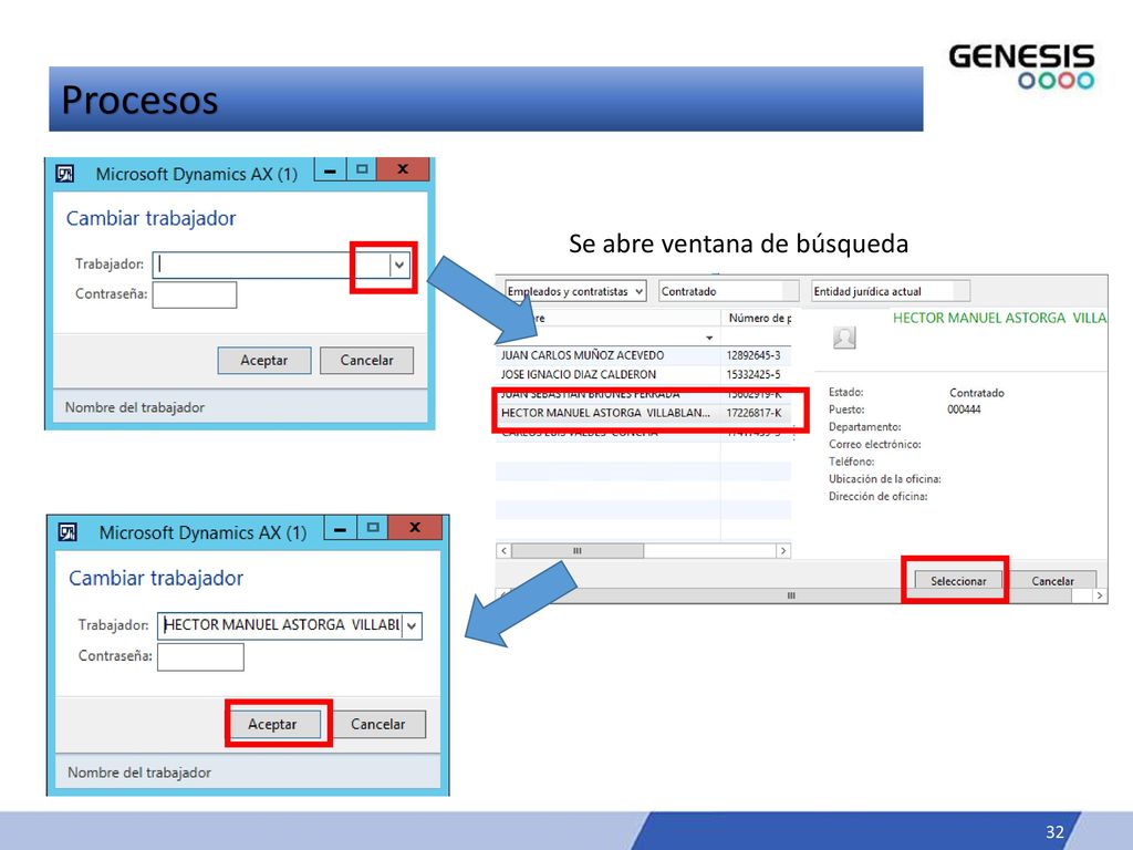 Procesos Se abre ventana de búsqueda Ingreso AX ambiente QA