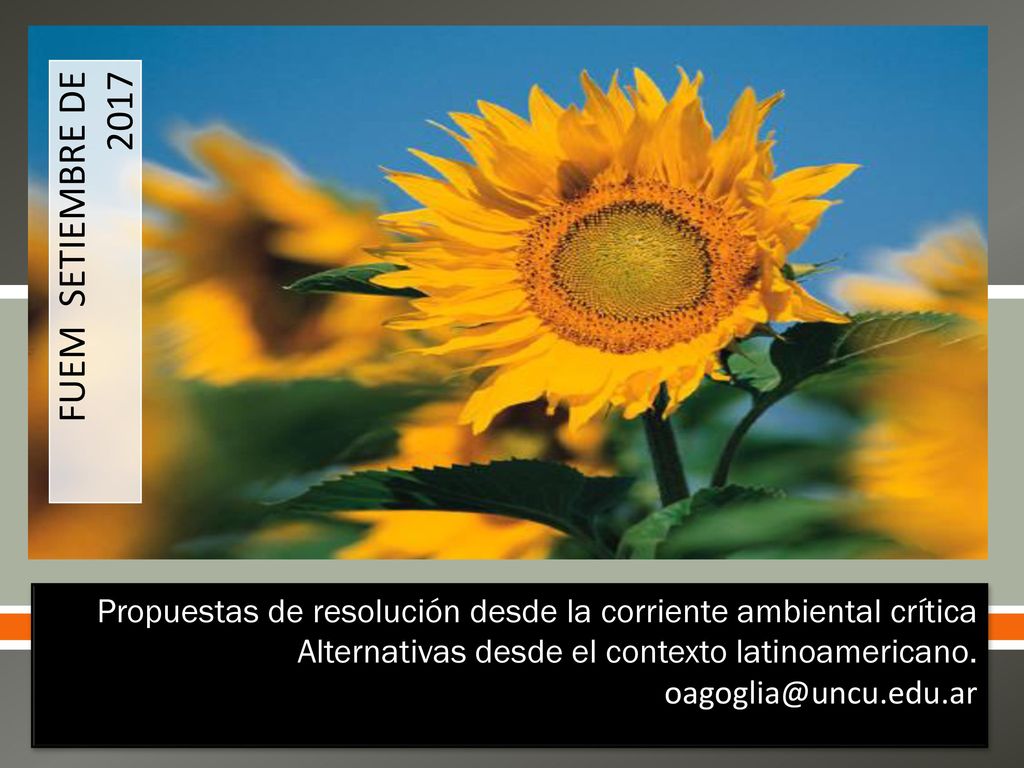 FUEM SETIEMBRE DE 2017 Propuestas de resolución desde la corriente ambiental crítica. Alternativas desde el contexto latinoamericano.