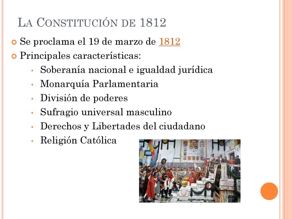La Constitución de 1812 Se proclama el 19 de marzo de 1812
