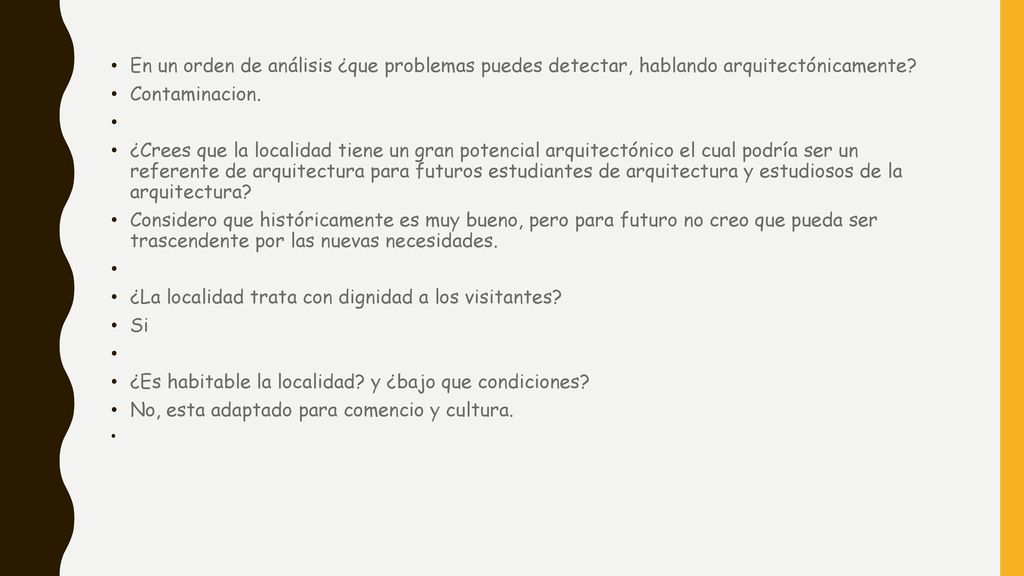 En un orden de análisis ¿que problemas puedes detectar, hablando arquitectónicamente