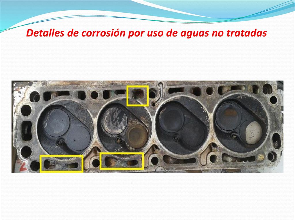 Detalles de corrosión por uso de aguas no tratadas