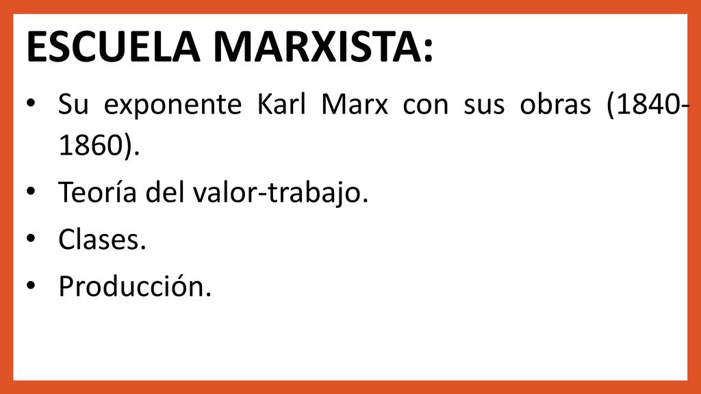 ESCUELA MARXISTA: Su exponente Karl Marx con sus obras ( ).