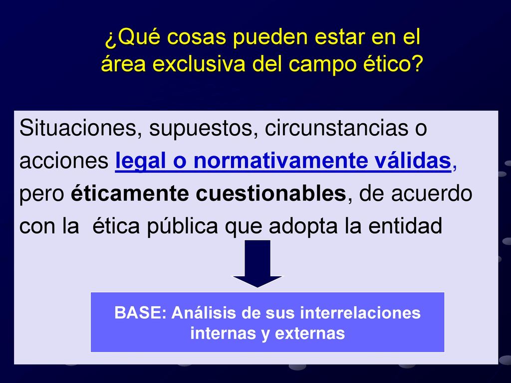 ¿Qué cosas pueden estar en el área exclusiva del campo ético