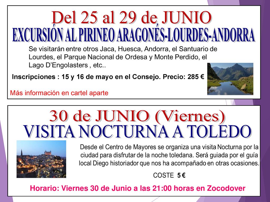 Horario: Viernes 30 de Junio a las 21:00 horas en Zocodover