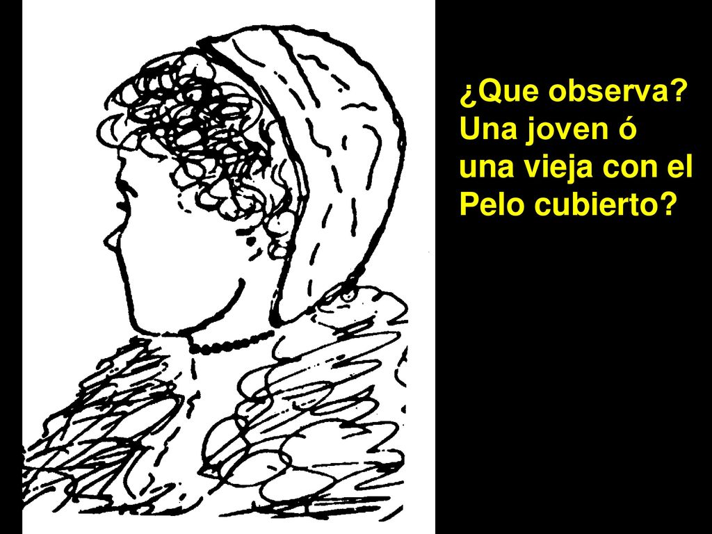 ¿Que observa Una joven ó una vieja con el Pelo cubierto