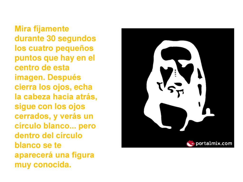 Mira fíjamente durante 30 segundos los cuatro pequeños puntos que hay en el centro de esta imagen.