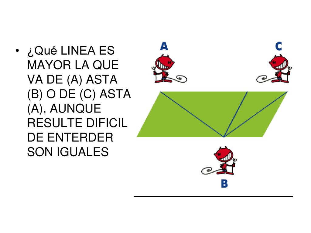 ¿Qué LINEA ES MAYOR LA QUE VA DE (A) ASTA (B) O DE (C) ASTA (A), AUNQUE RESULTE DIFICIL DE ENTERDER SON IGUALES