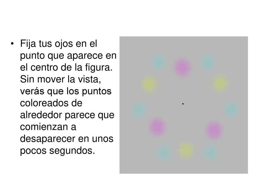 Fija tus ojos en el punto que aparece en el centro de la figura