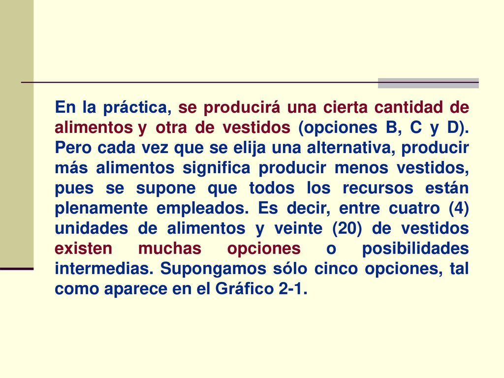 En la práctica, se producirá una cierta cantidad de alimentos y