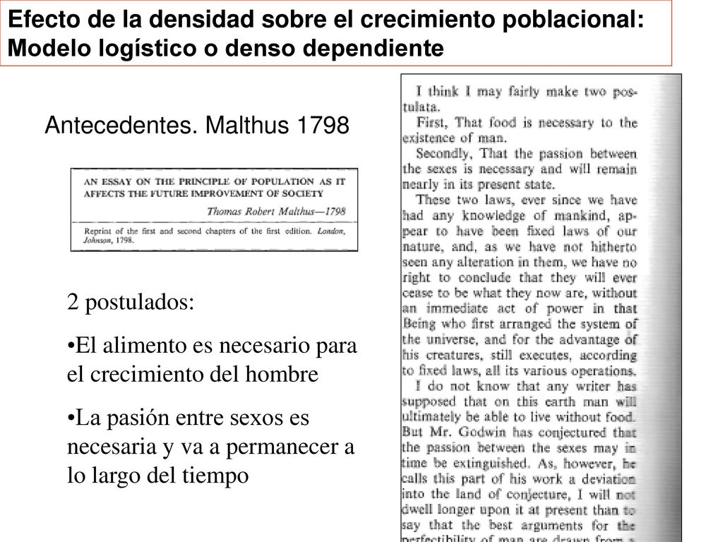 Efecto de la densidad sobre el crecimiento poblacional: Modelo logístico o denso dependiente