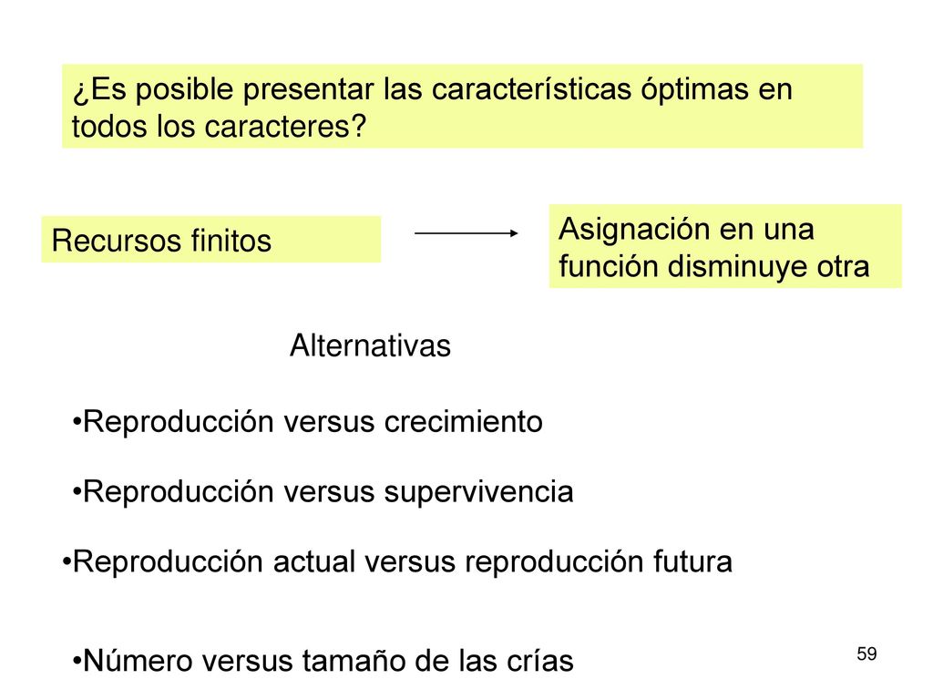 ¿Es posible presentar las características óptimas en todos los caracteres