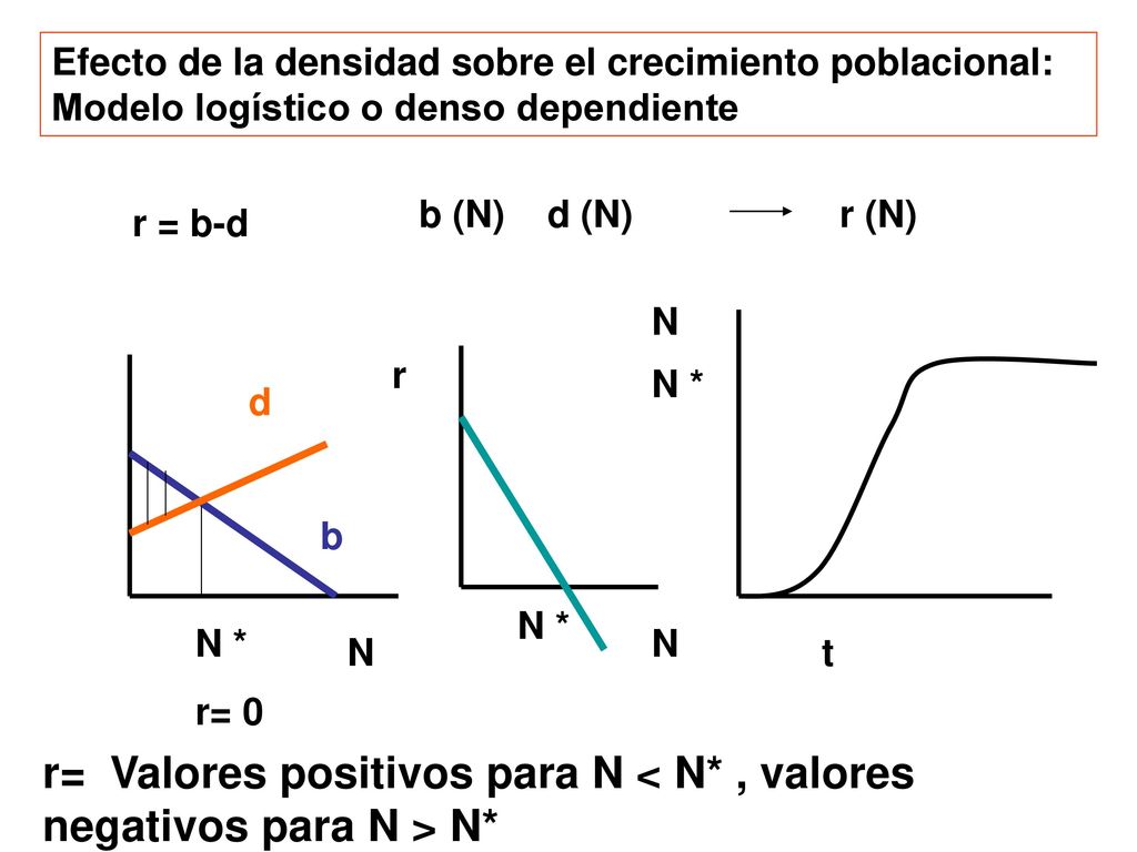 r= Valores positivos para N < N* , valores negativos para N > N*