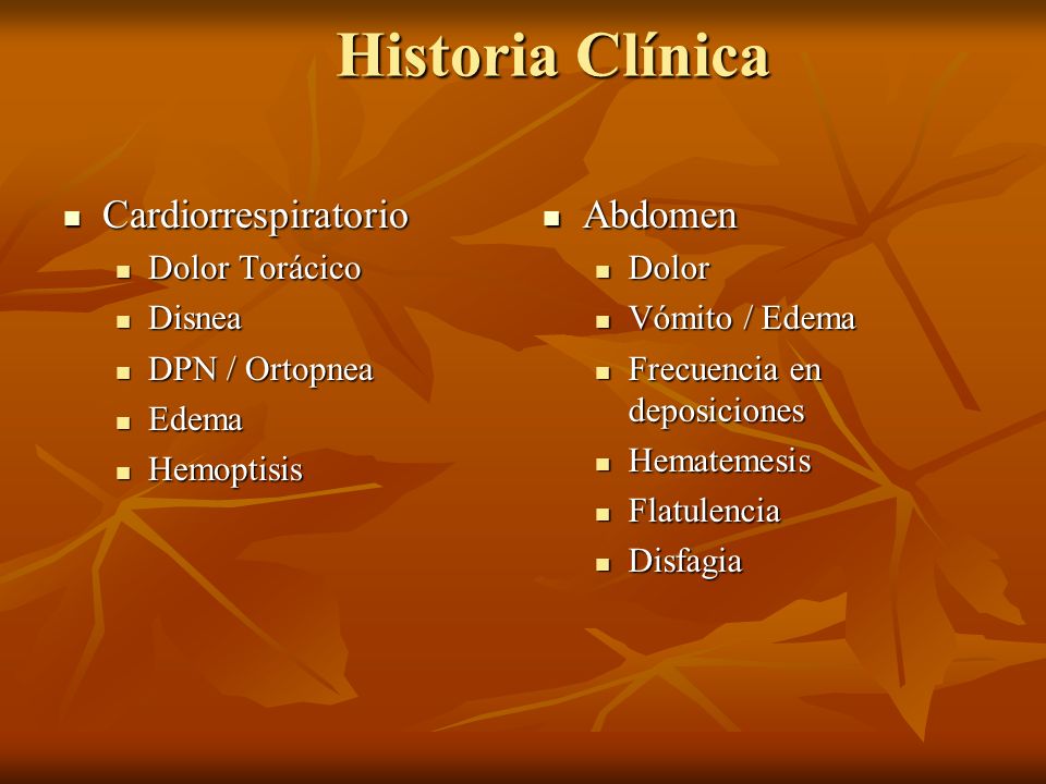 Historia Clínica Cardiorrespiratorio Abdomen Dolor Torácico Disnea