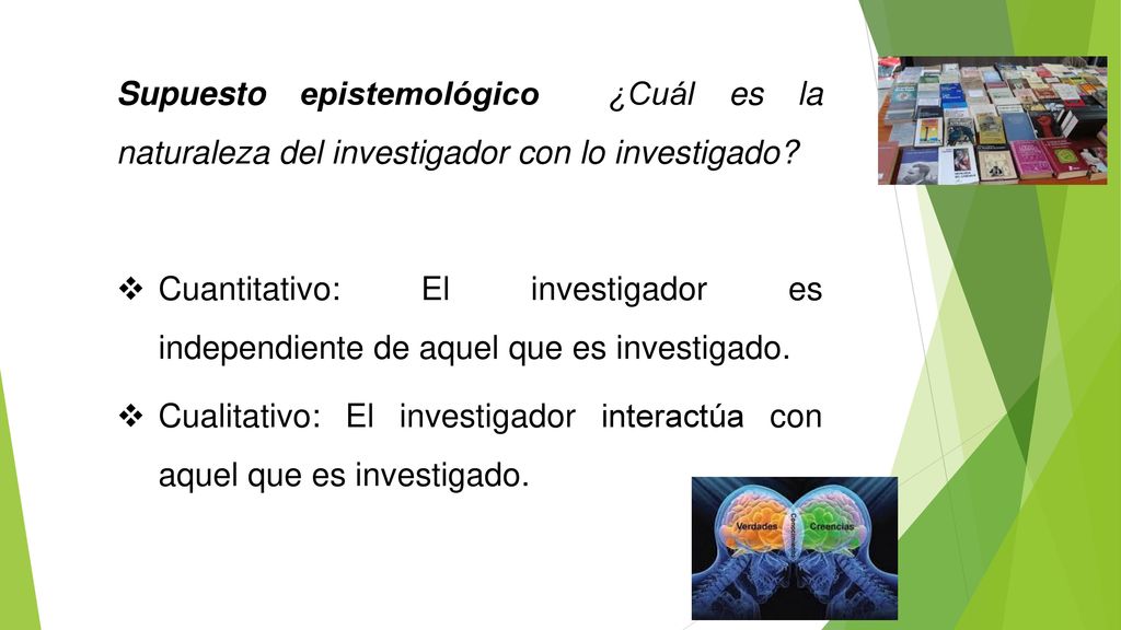 Supuesto epistemológico ¿Cuál es la naturaleza del investigador con lo investigado