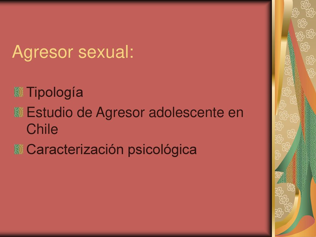 Agresor sexual: Tipología Estudio de Agresor adolescente en Chile