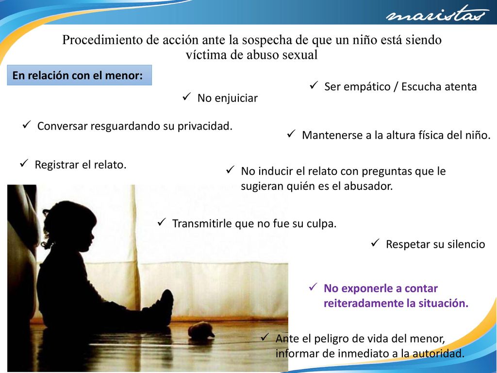 Procedimiento de acción ante la sospecha de que un niño está siendo víctima de abuso sexual