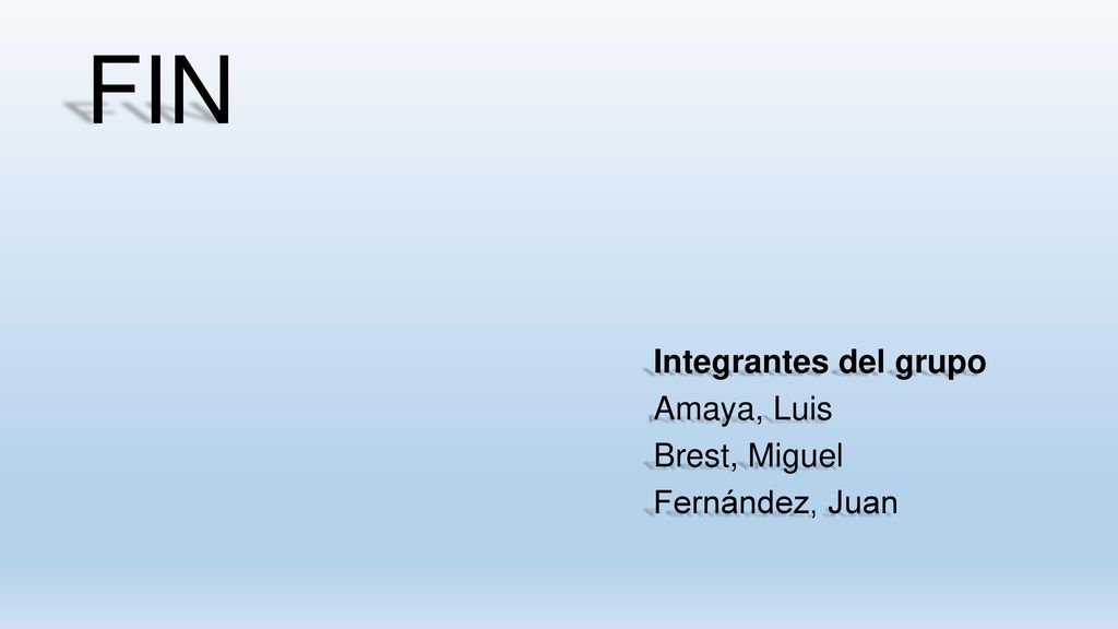 FIN Integrantes del grupo Amaya, Luis Brest, Miguel Fernández, Juan