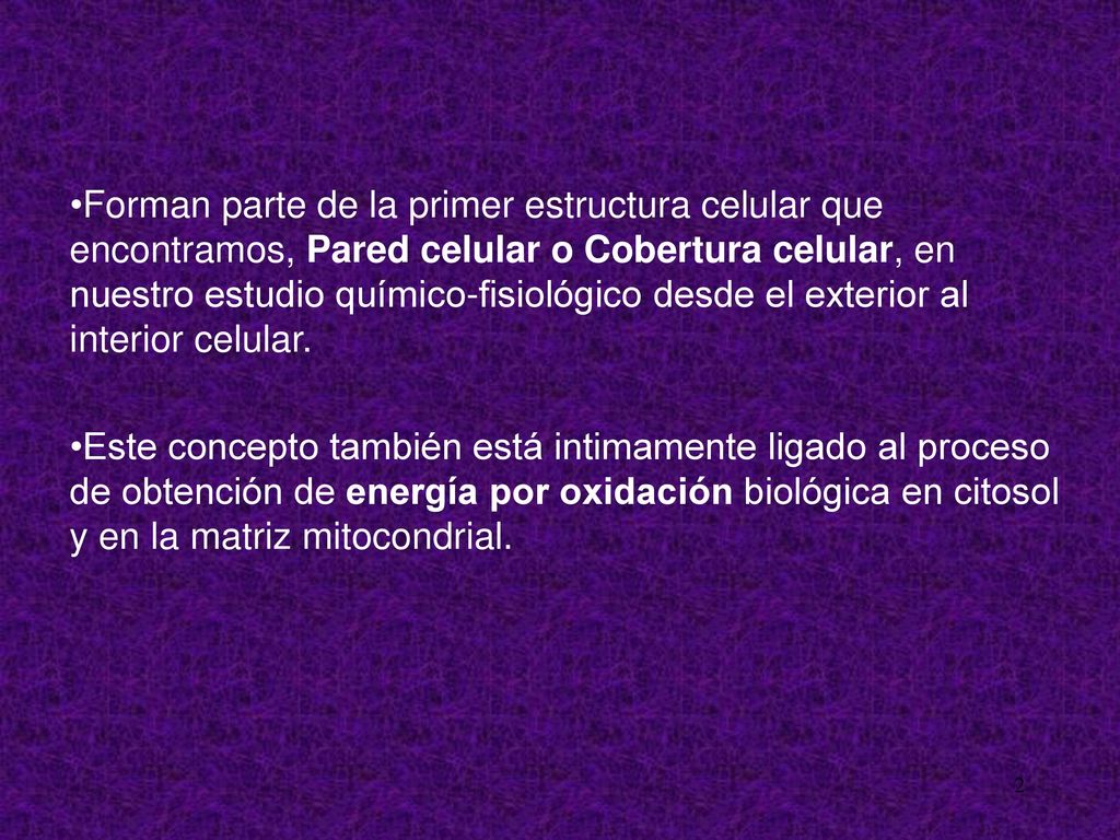 Forman parte de la primer estructura celular que encontramos, Pared celular o Cobertura celular, en nuestro estudio químico-fisiológico desde el exterior al interior celular.