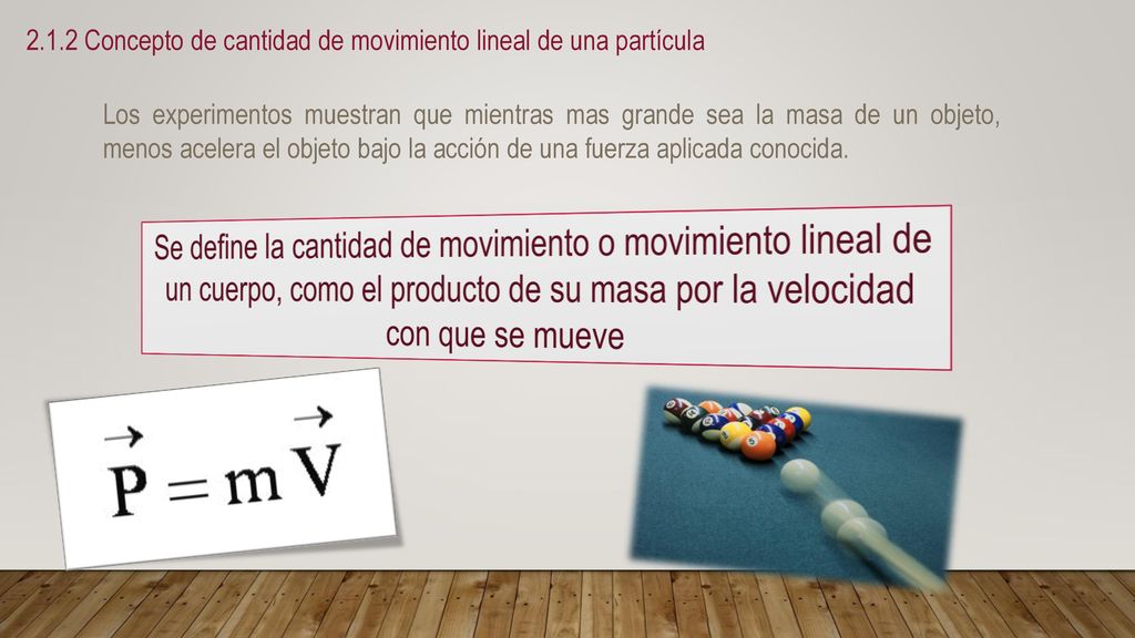 2.1.2 Concepto de cantidad de movimiento lineal de una partícula