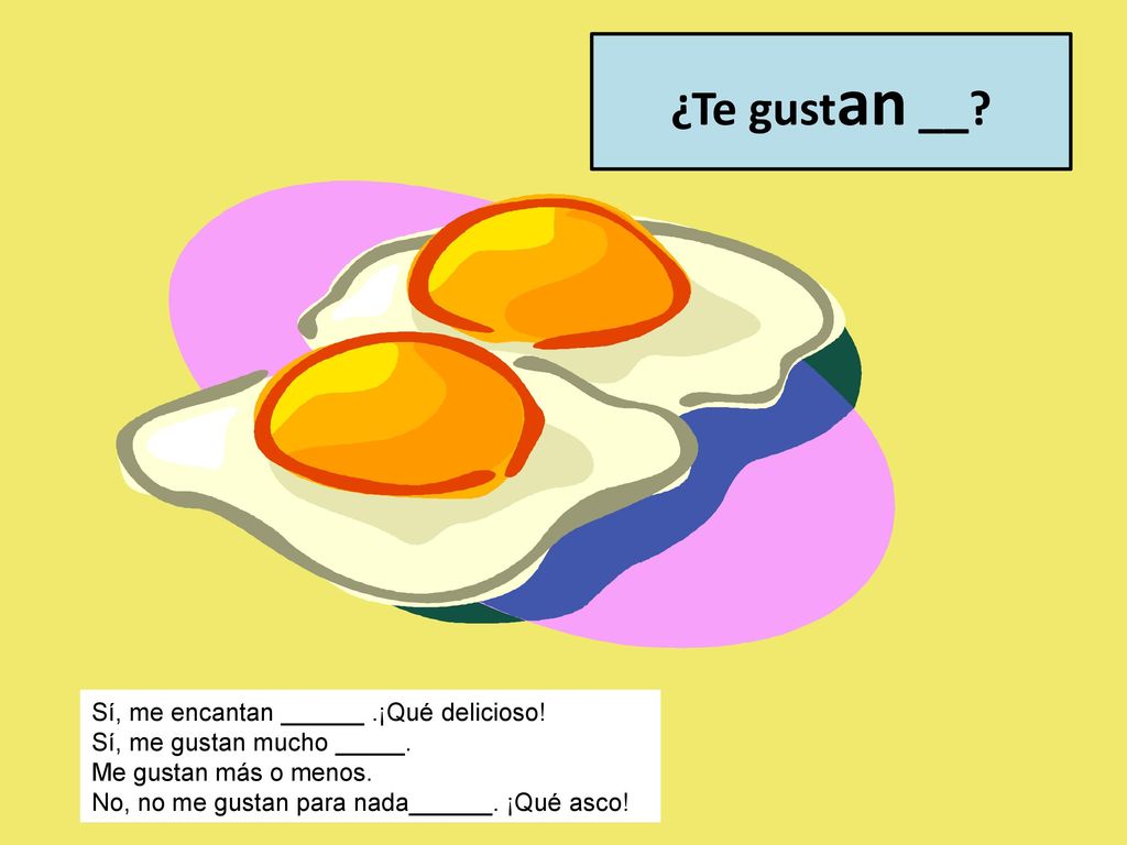 ¿Te gustan __ Sí, me encantan ______ .¡Qué delicioso!