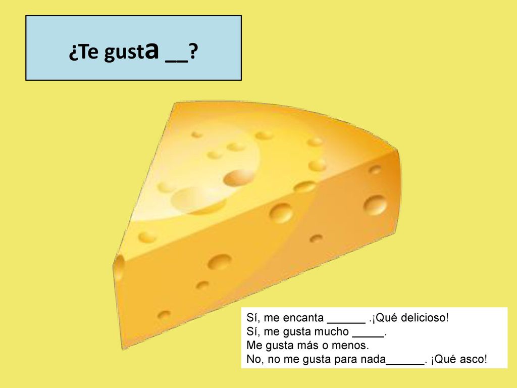 ¿Te gusta __ Sí, me encanta ______ .¡Qué delicioso!