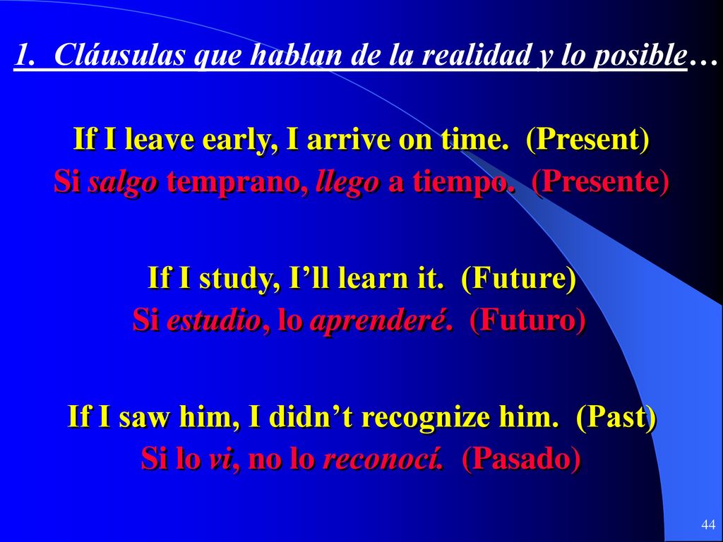 1. Cláusulas que hablan de la realidad y lo posible…