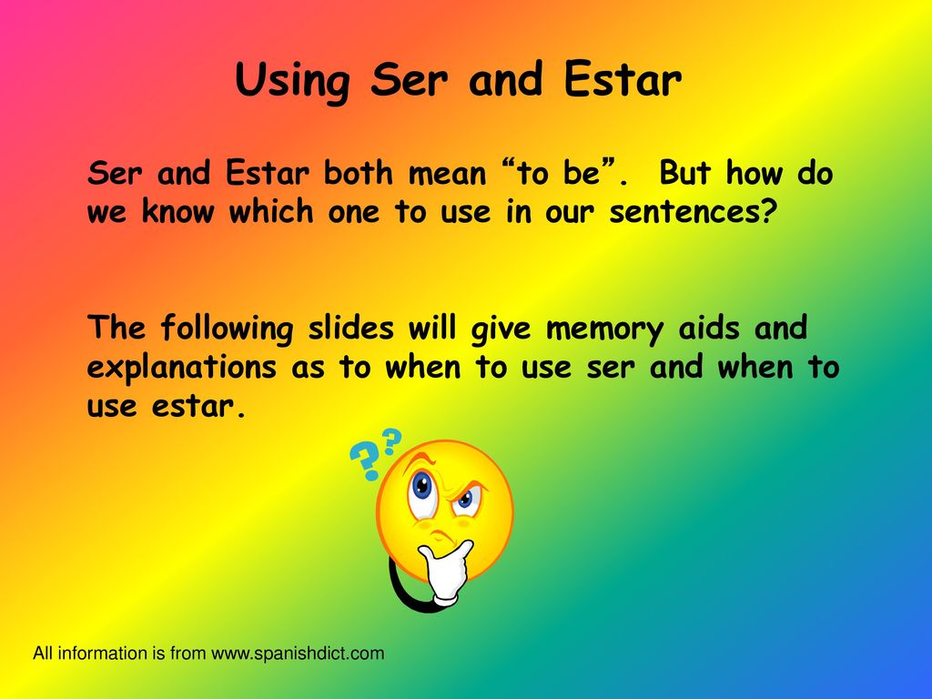 Using Ser and Estar Ser and Estar both mean to be . But how do we know which one to use in our sentences
