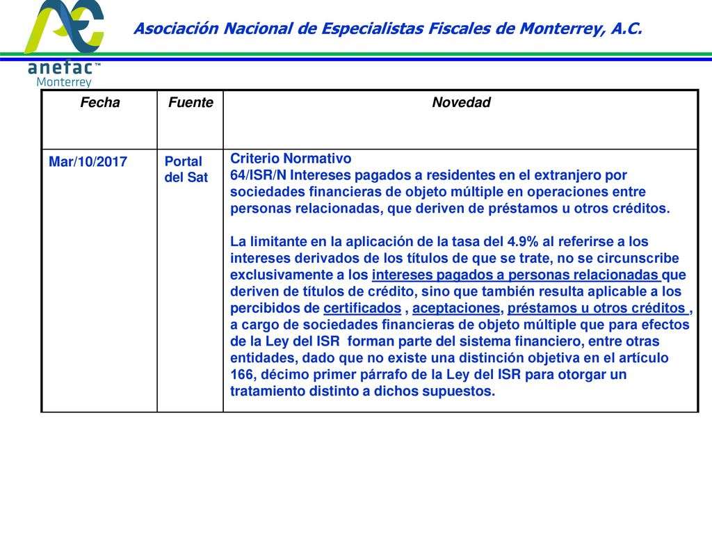 Asociación Nacional de Especialistas Fiscales de Monterrey, A.C.