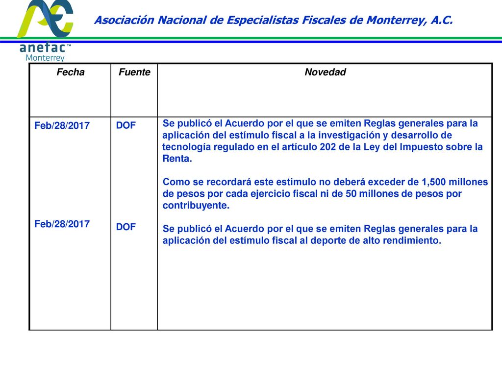 Asociación Nacional de Especialistas Fiscales de Monterrey, A.C.