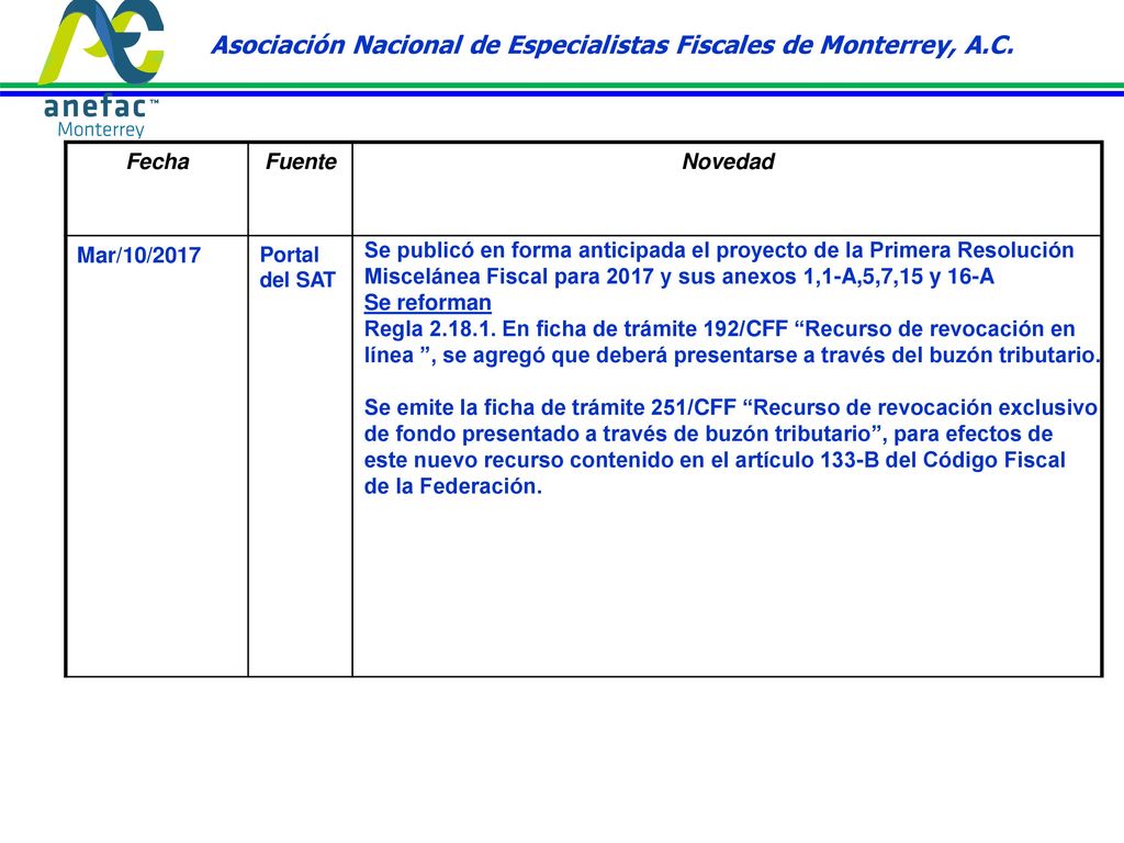 Asociación Nacional de Especialistas Fiscales de Monterrey, A.C.