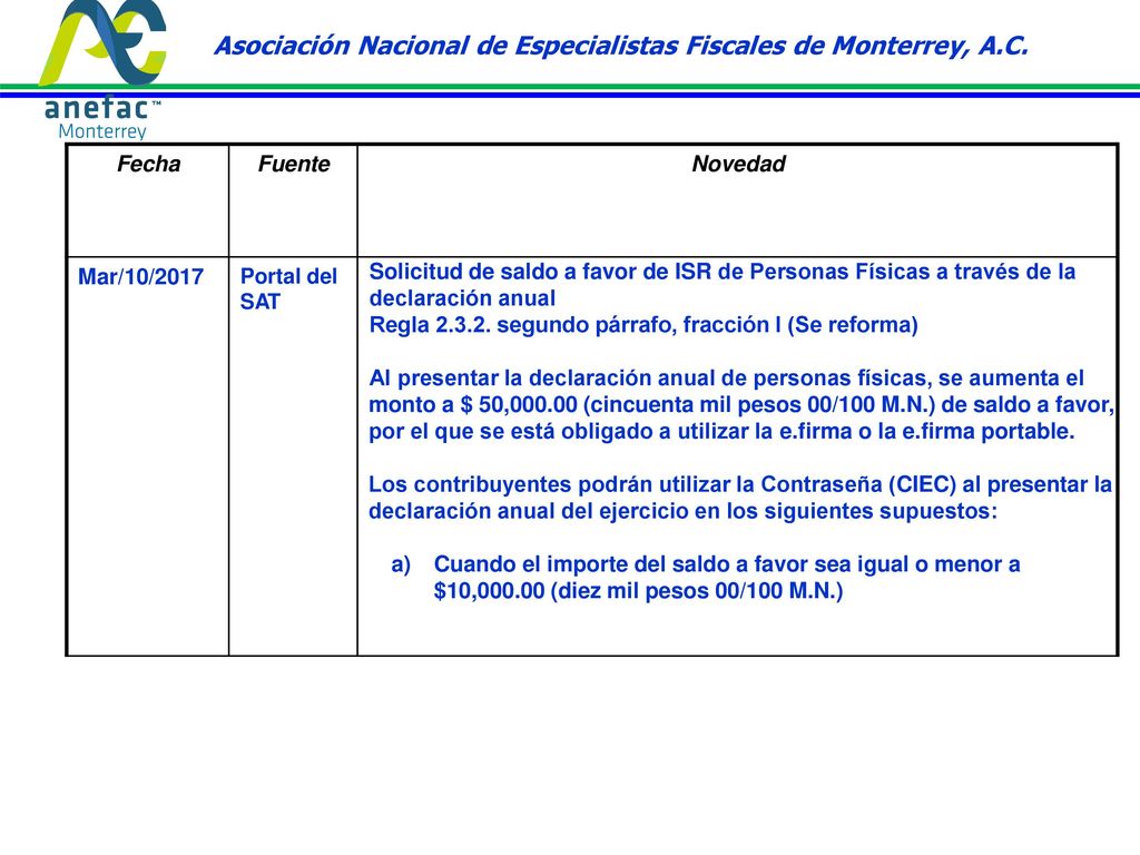 Asociación Nacional de Especialistas Fiscales de Monterrey, A.C.
