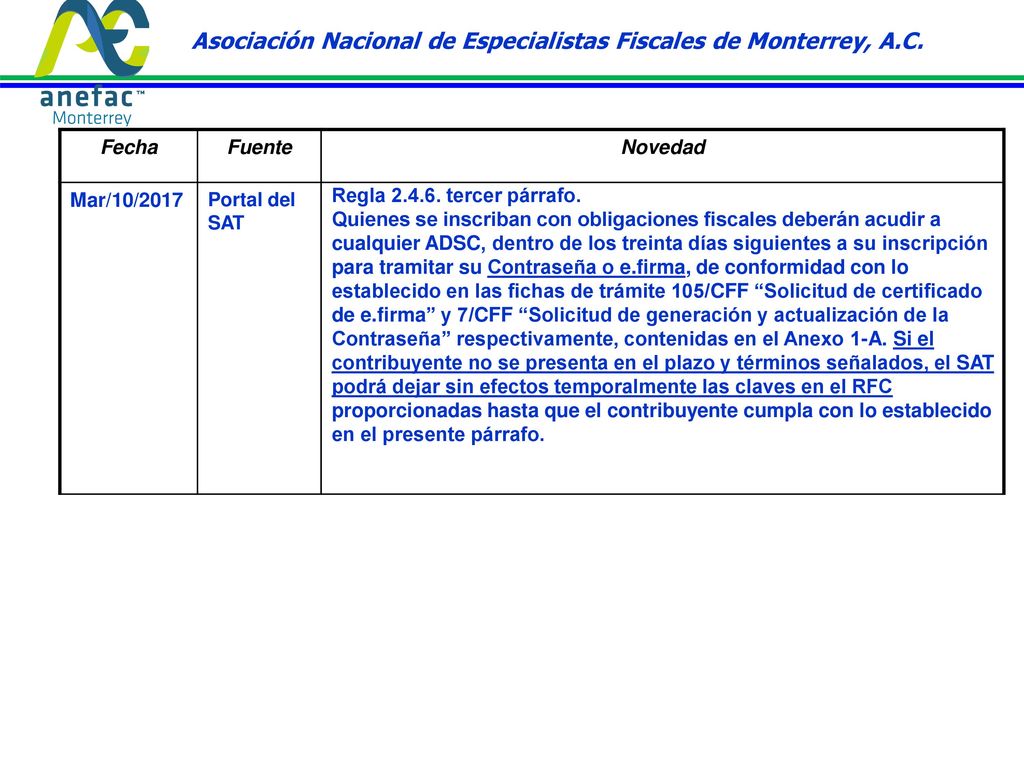 Asociación Nacional de Especialistas Fiscales de Monterrey, A.C.