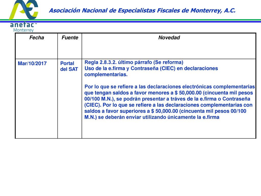 Asociación Nacional de Especialistas Fiscales de Monterrey, A.C.