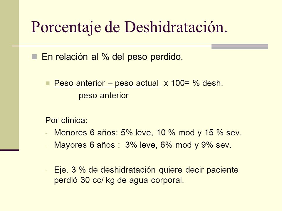 Porcentaje de Deshidratación.