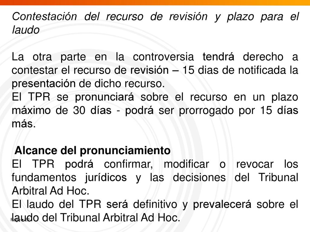 Contestación del recurso de revisión y plazo para el laudo