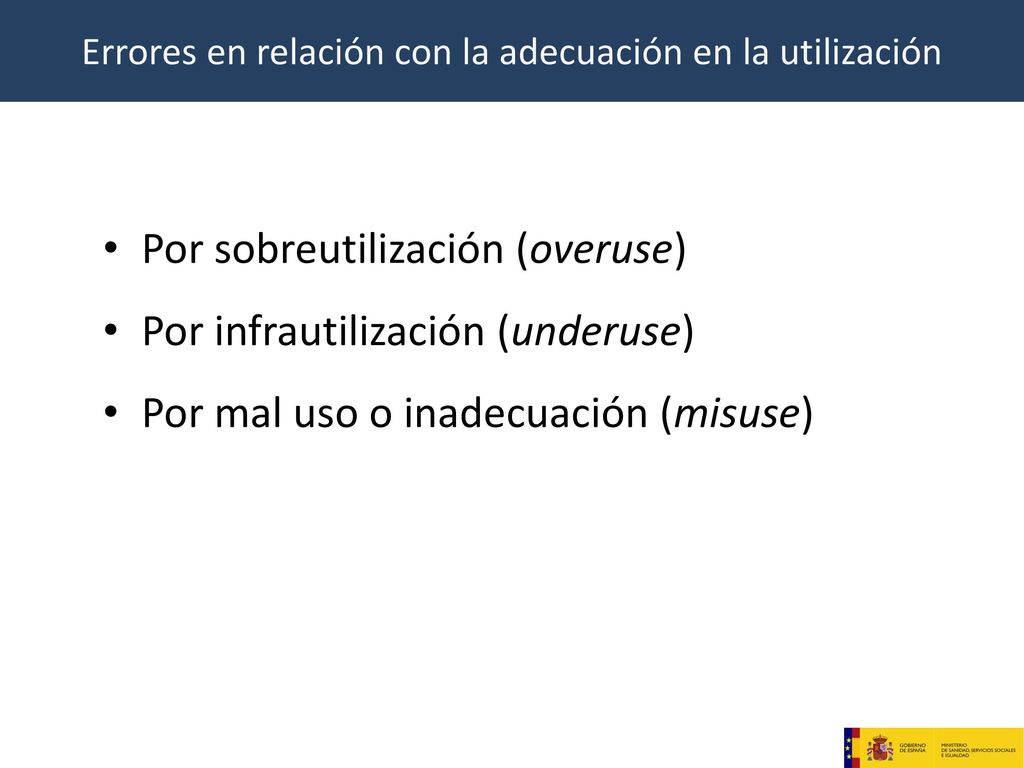 Errores en relación con la adecuación en la utilización