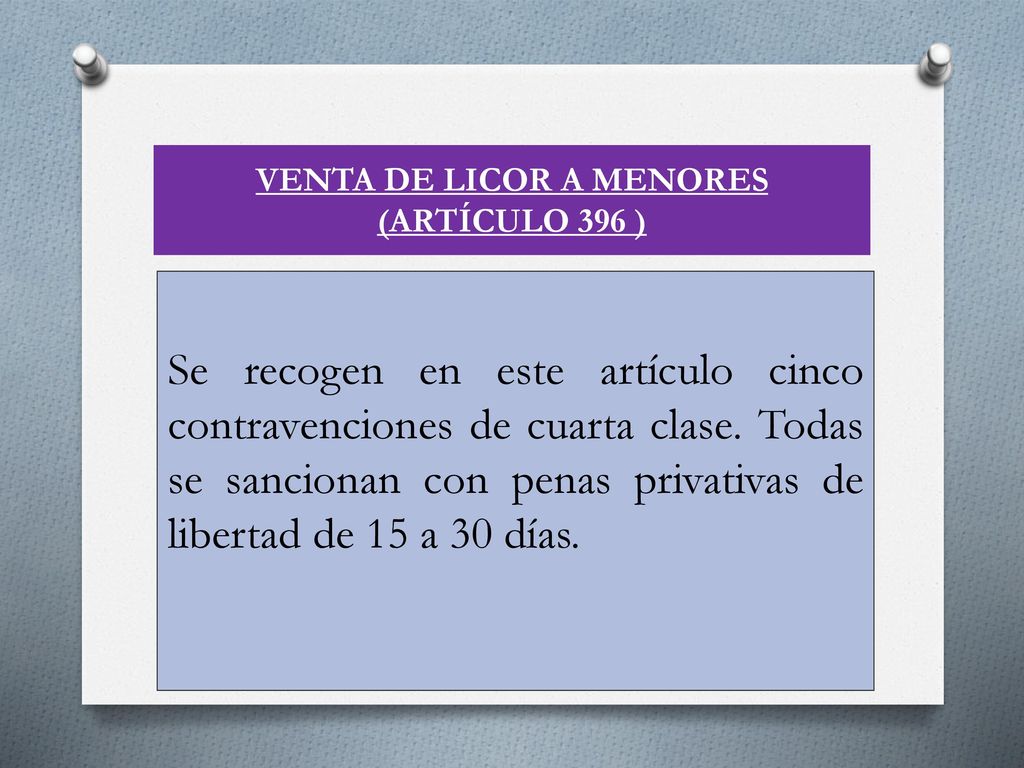 VENTA DE LICOR A MENORES (ARTÍCULO 396 )