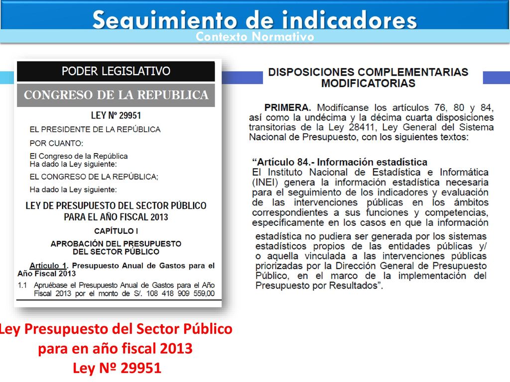Seguimiento de indicadores Ley Presupuesto del Sector Público