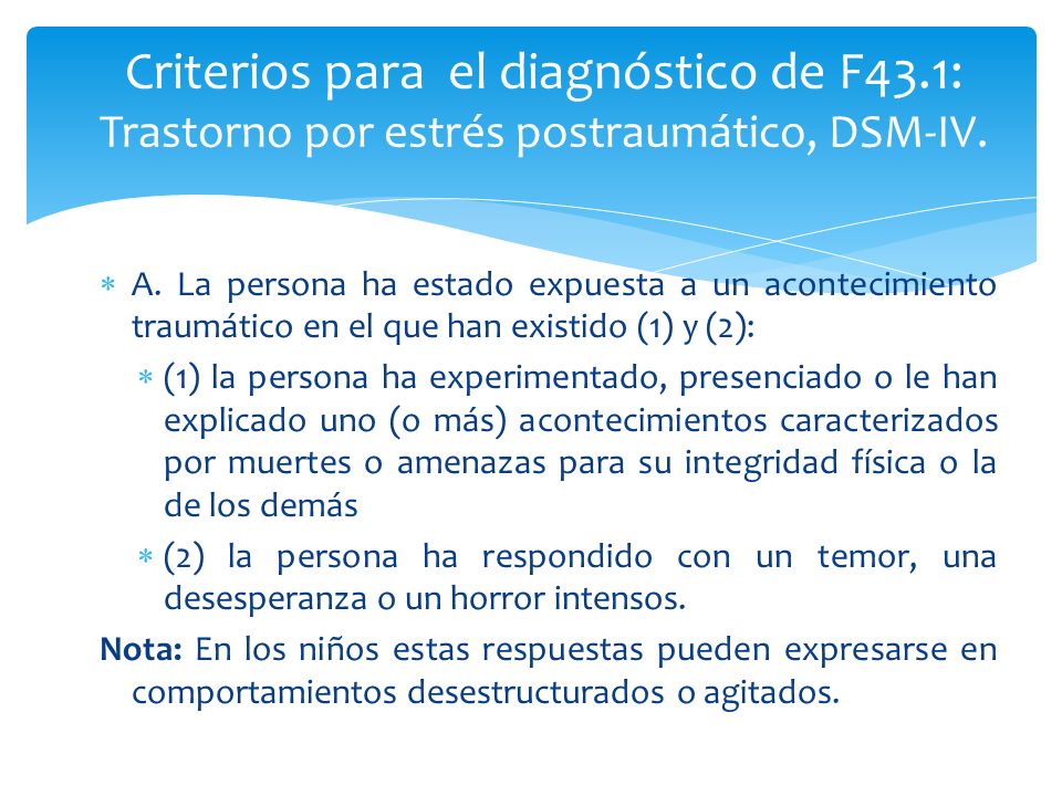 Criterios para el diagnóstico de F43