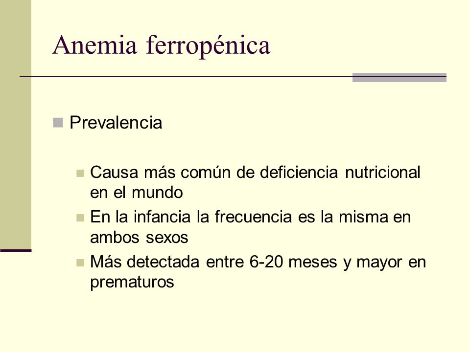 Anemia ferropénica Prevalencia