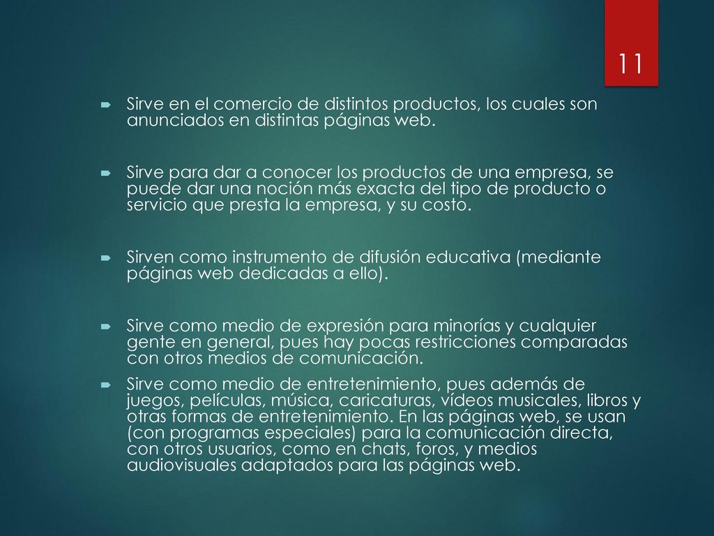 Sirve en el comercio de distintos productos, los cuales son anunciados en distintas páginas web.